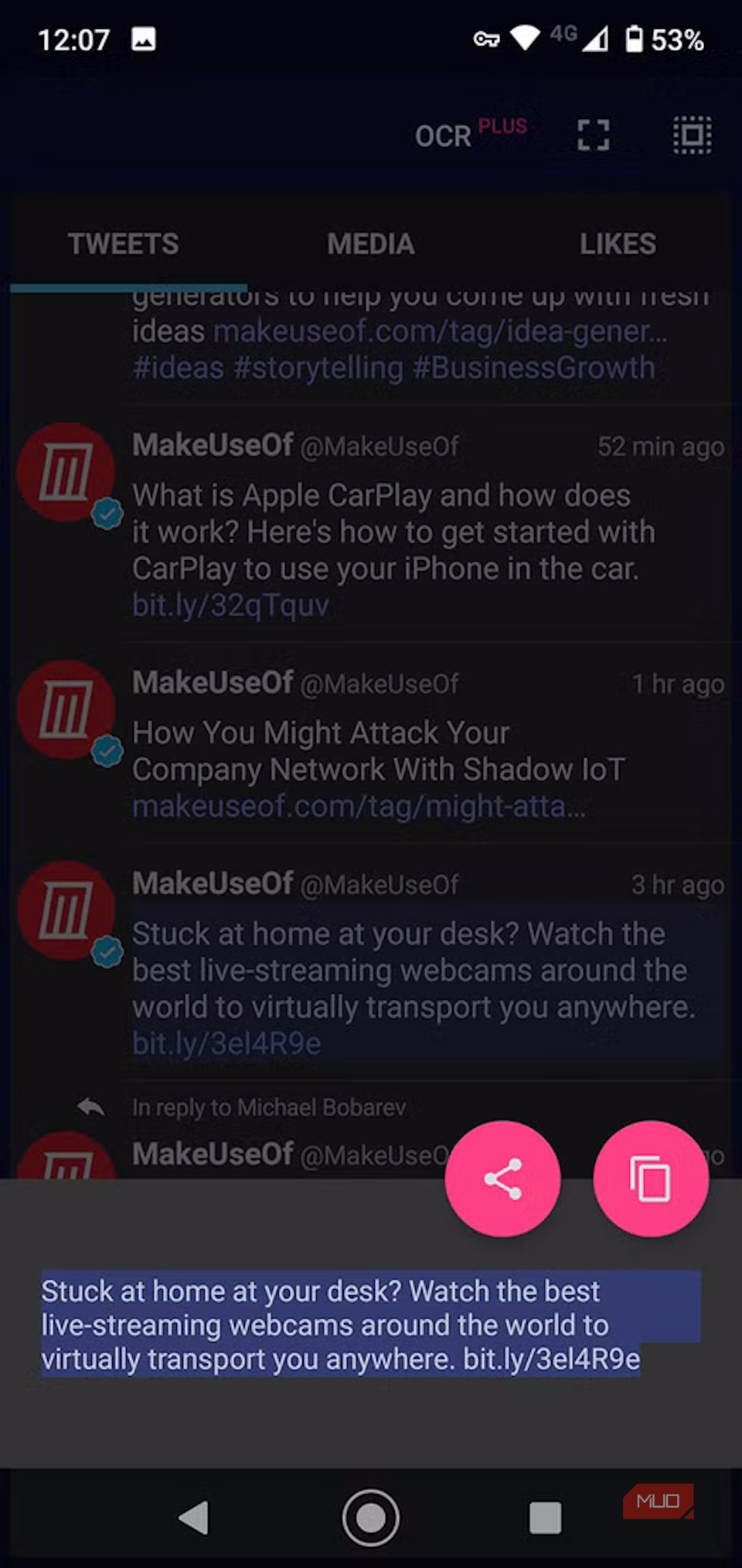 I copy text from any app that blocks text selection using this tool
