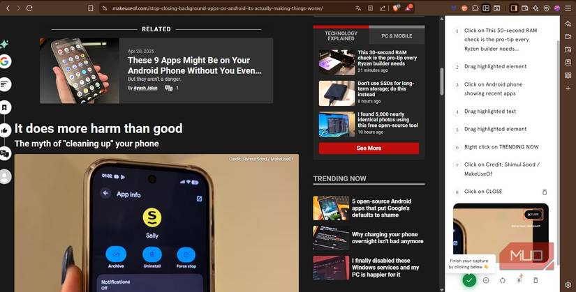 Using Tango to record processes