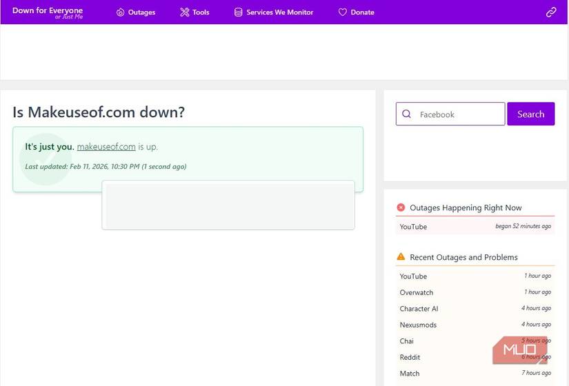 Using the Down for me or everyone site