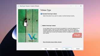 Selection screen for creating a standard VeraCrypt volume versus a hidden volume