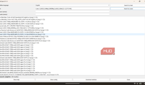 VLSub search results list showing available subtitle downloads for the current video.