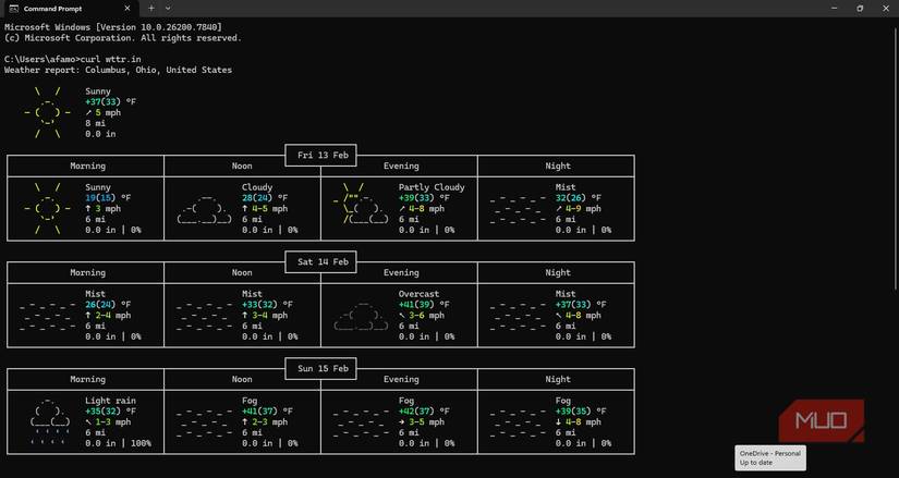 Wttr থেকে আবহাওয়ার পূর্বাভাস