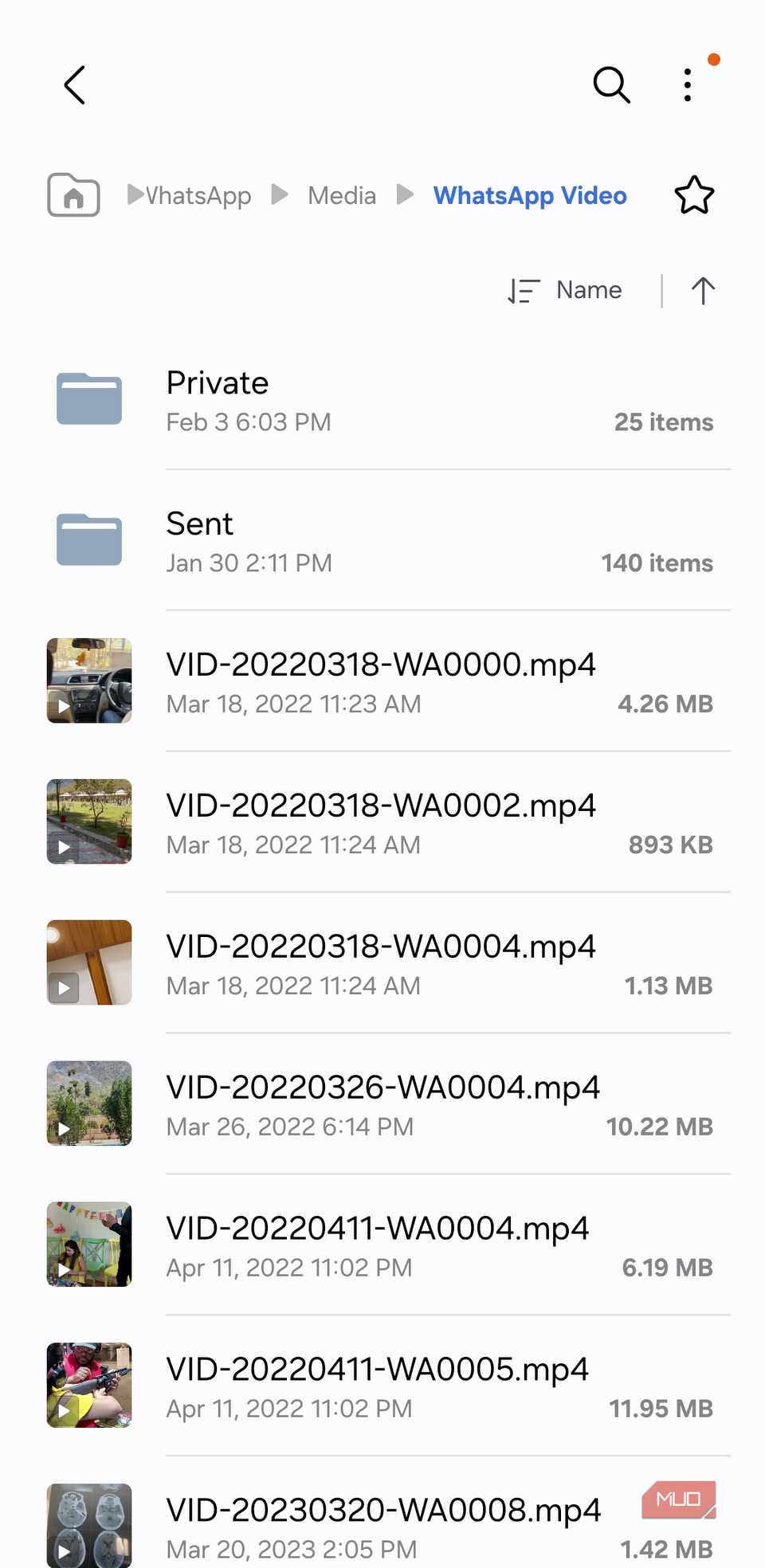 Menú multimedia de WhatsApp