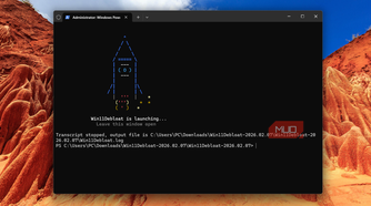 Win11Debloat showing transcript stopped.