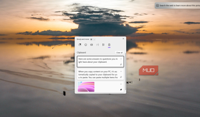 Windows clipboard history panel opened with Win + V