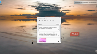 Windows clipboard history panel opened with Win + V
