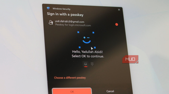 Windows Hello passkey prompt on Windows 11
