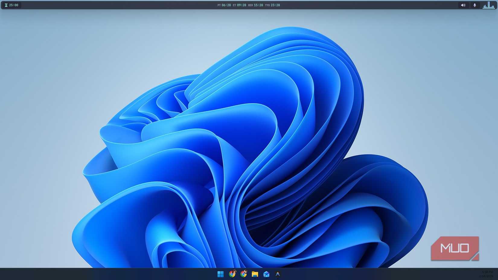 Windows 11'de YASB, görsel ve işitsel öğeleri görüntüler.