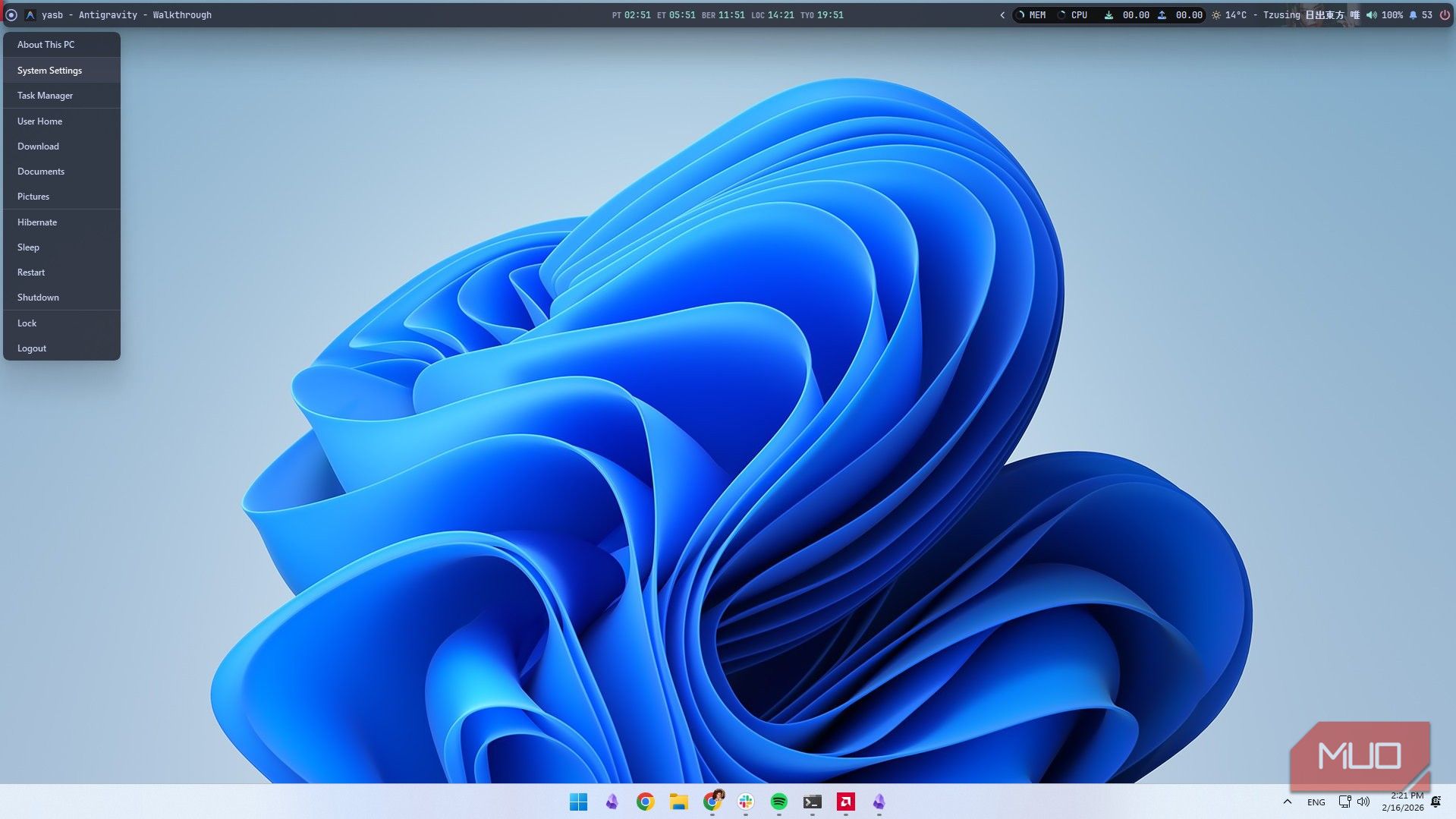 YASB is the Windows status bar that Microsoft forgot to build