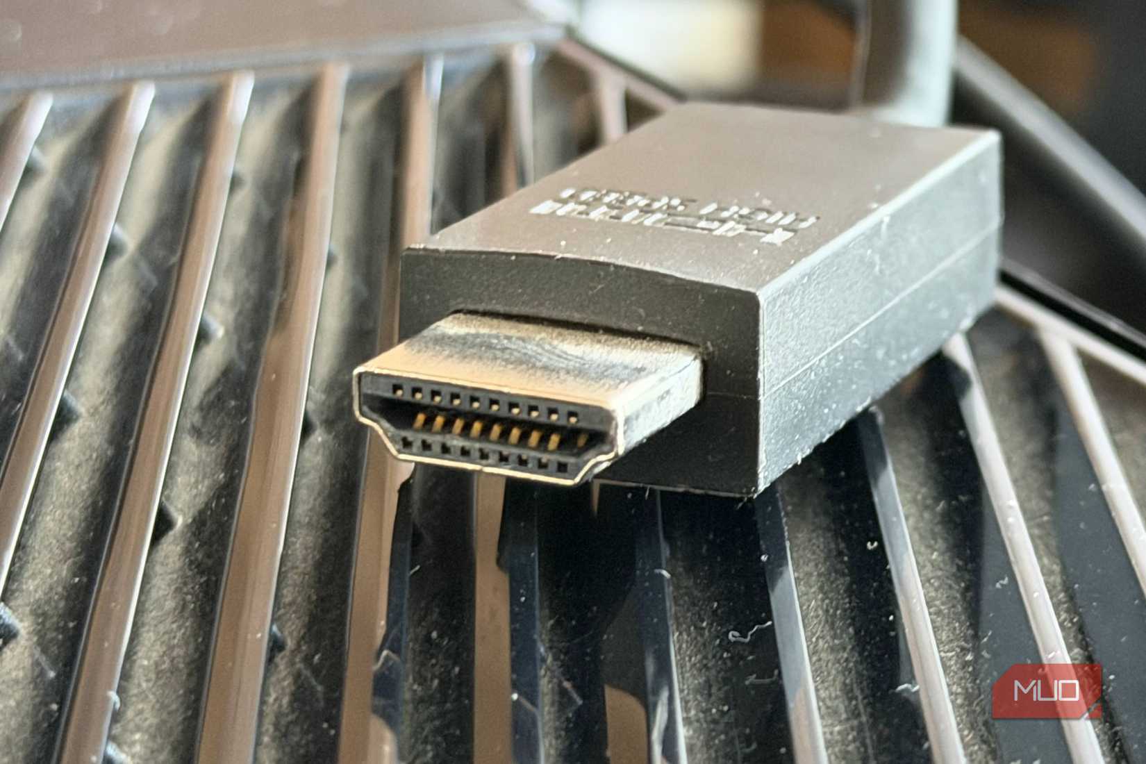 A bulky HDMI cable connector