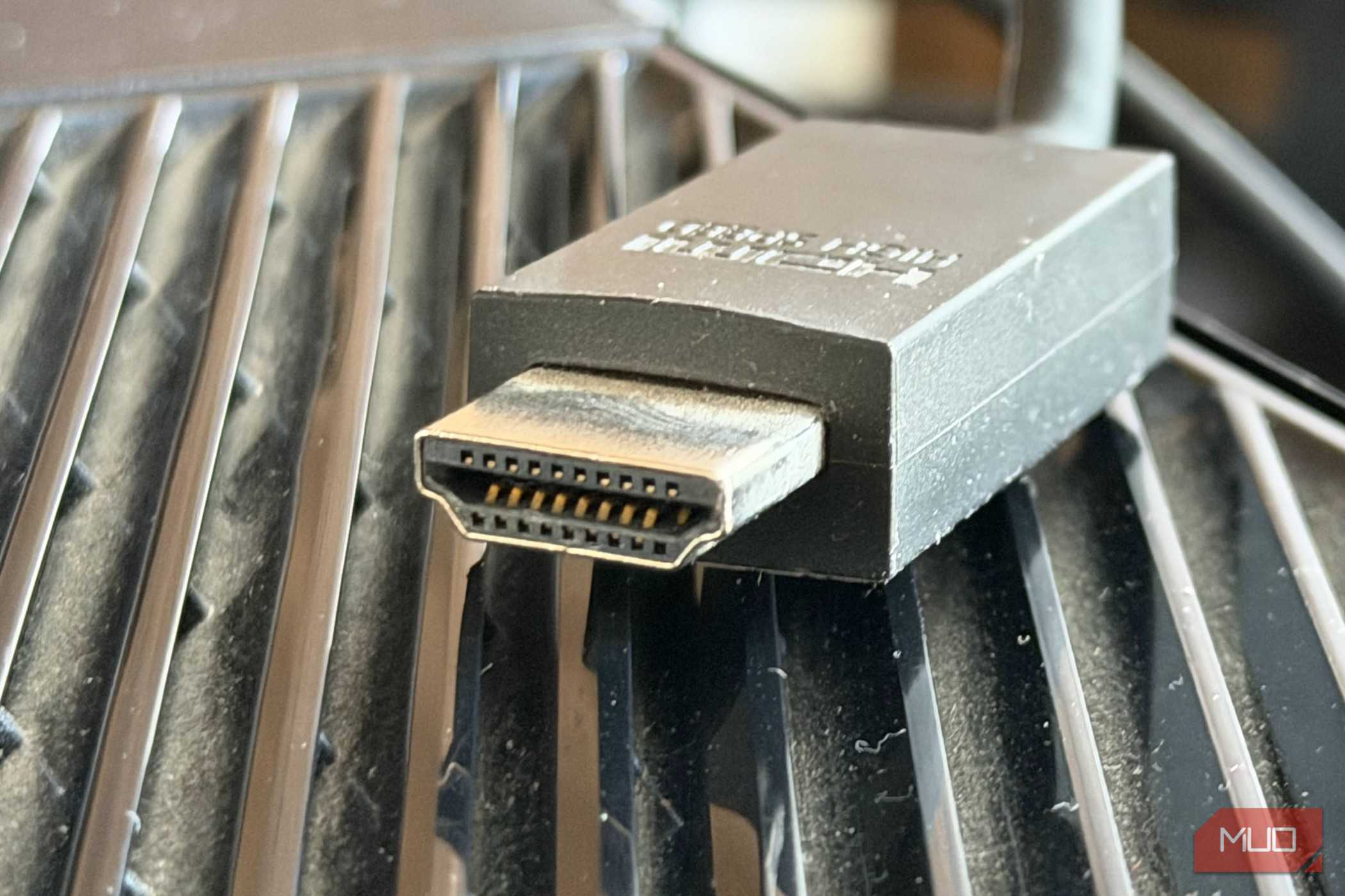 A bulky HDMI cable connector