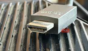 A bulky HDMI cable connector