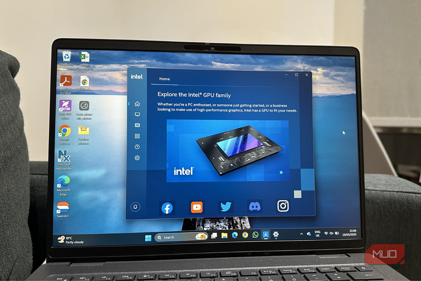 A Windows laptop showing Intel Graphics Command Center