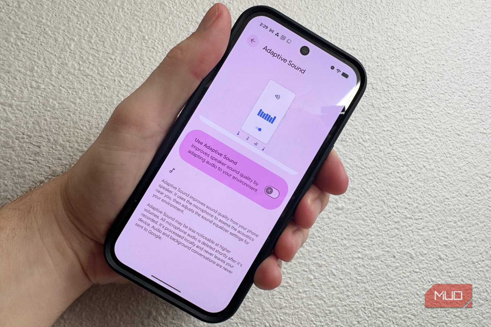 Configuración de sonido adaptativo desactivada