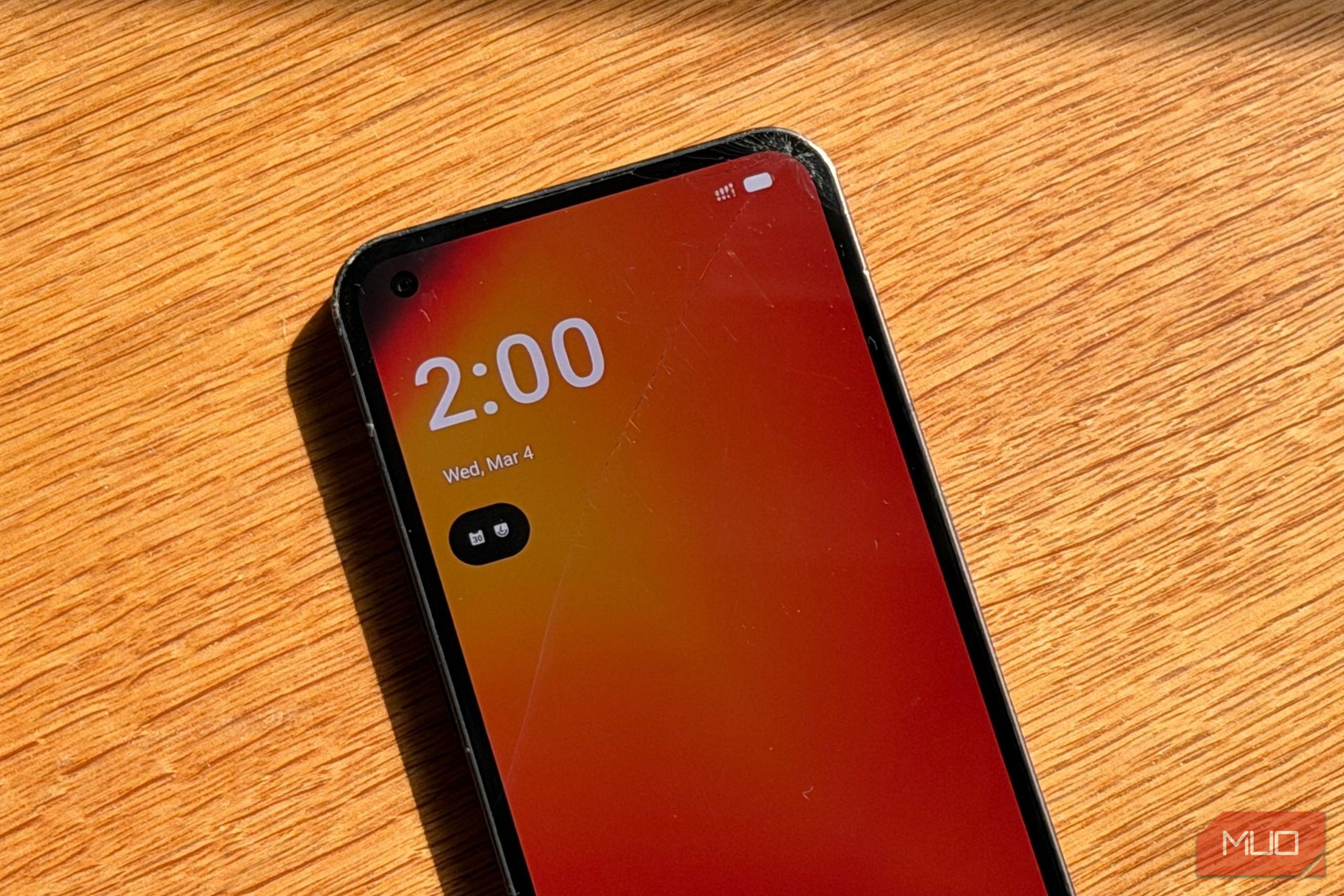 Android phone running LineageOS showing the lock screen