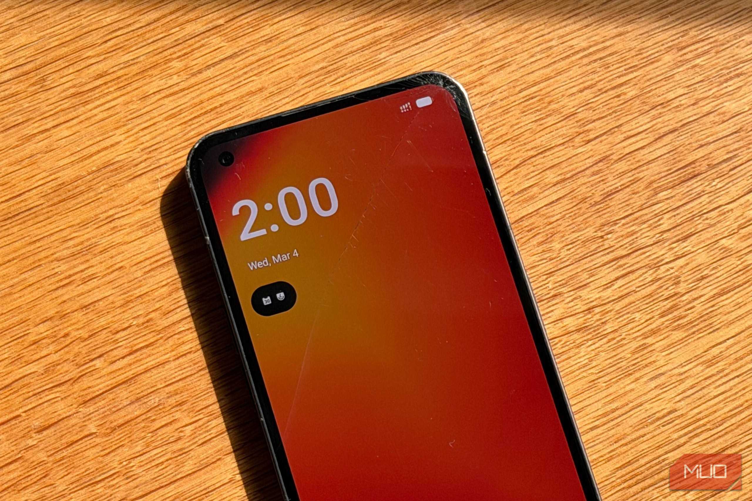 Android phone running LineageOS showing the lock screen
