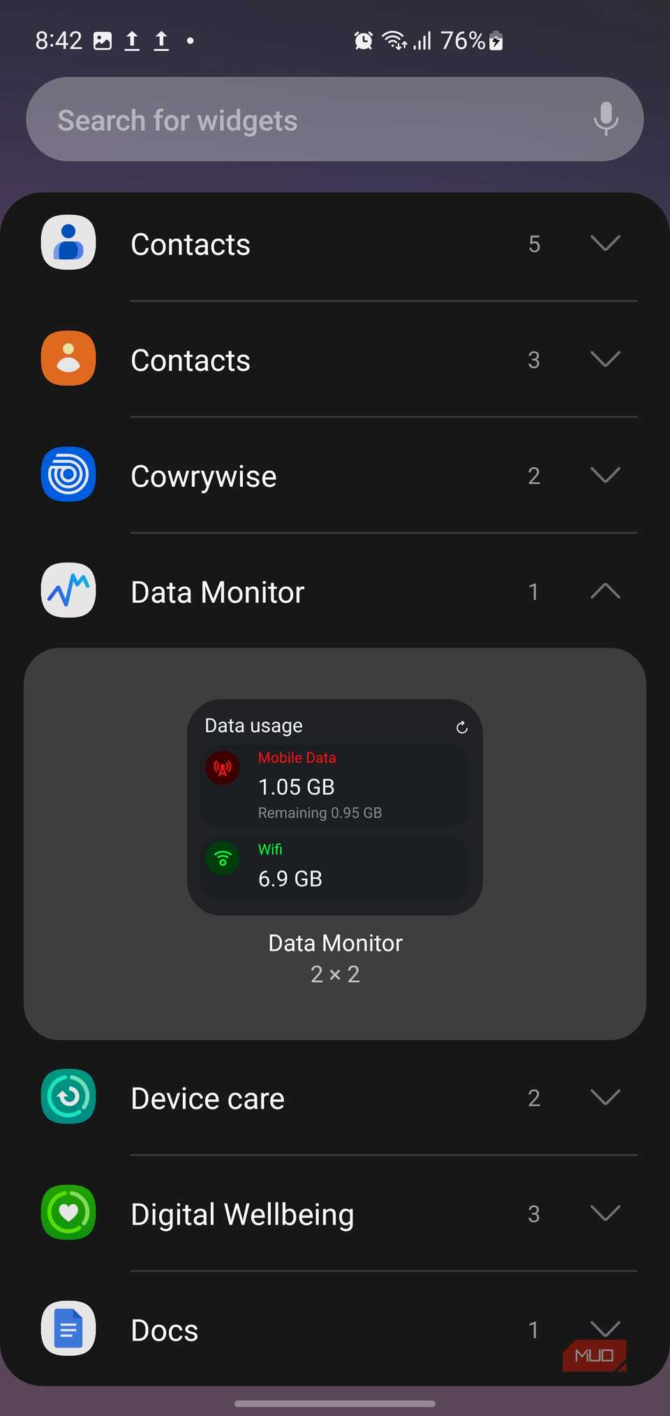 This Android widget shows me exactly how much data I burn daily