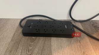 anker power strip plugged in on floor