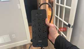 Anker surge power strip in hand
