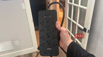 Anker surge power strip in hand