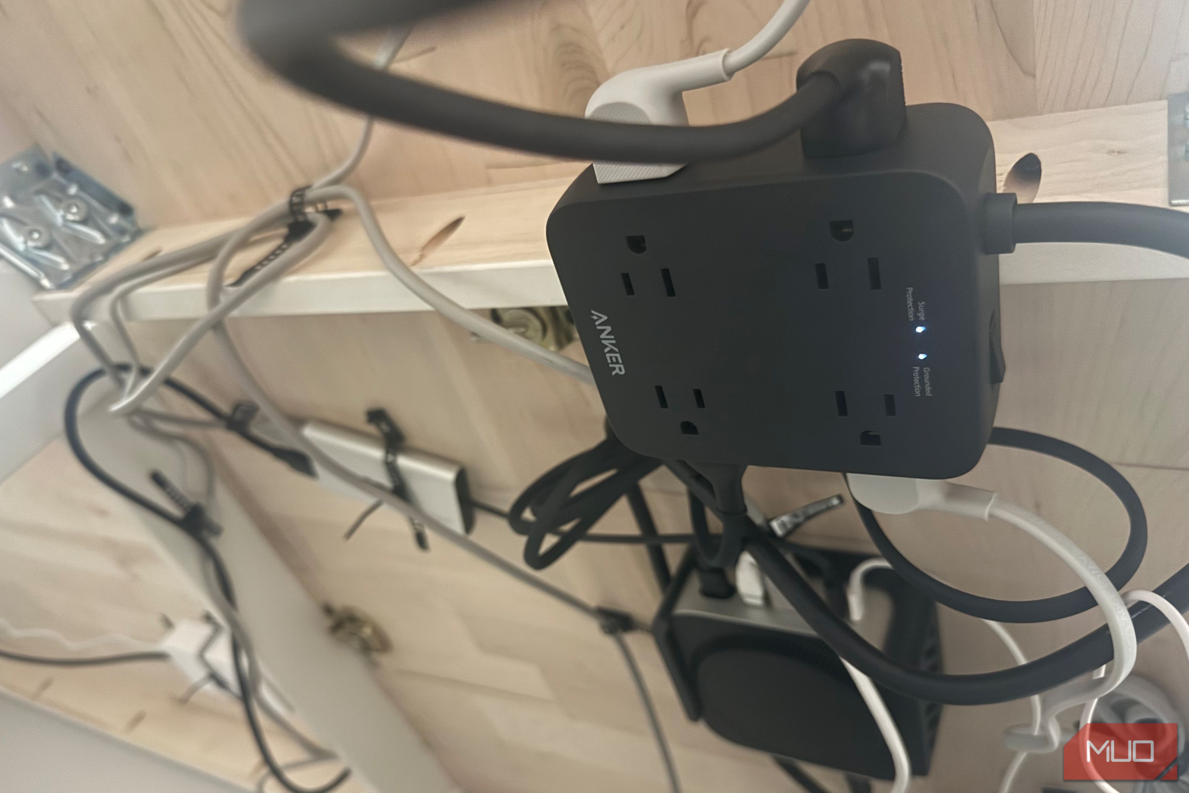 Anker surge protector under desk