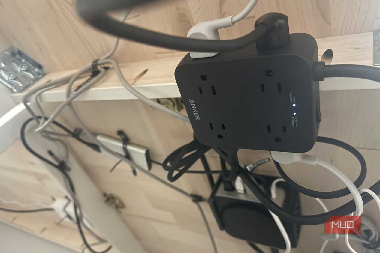 Anker surge protector under desk