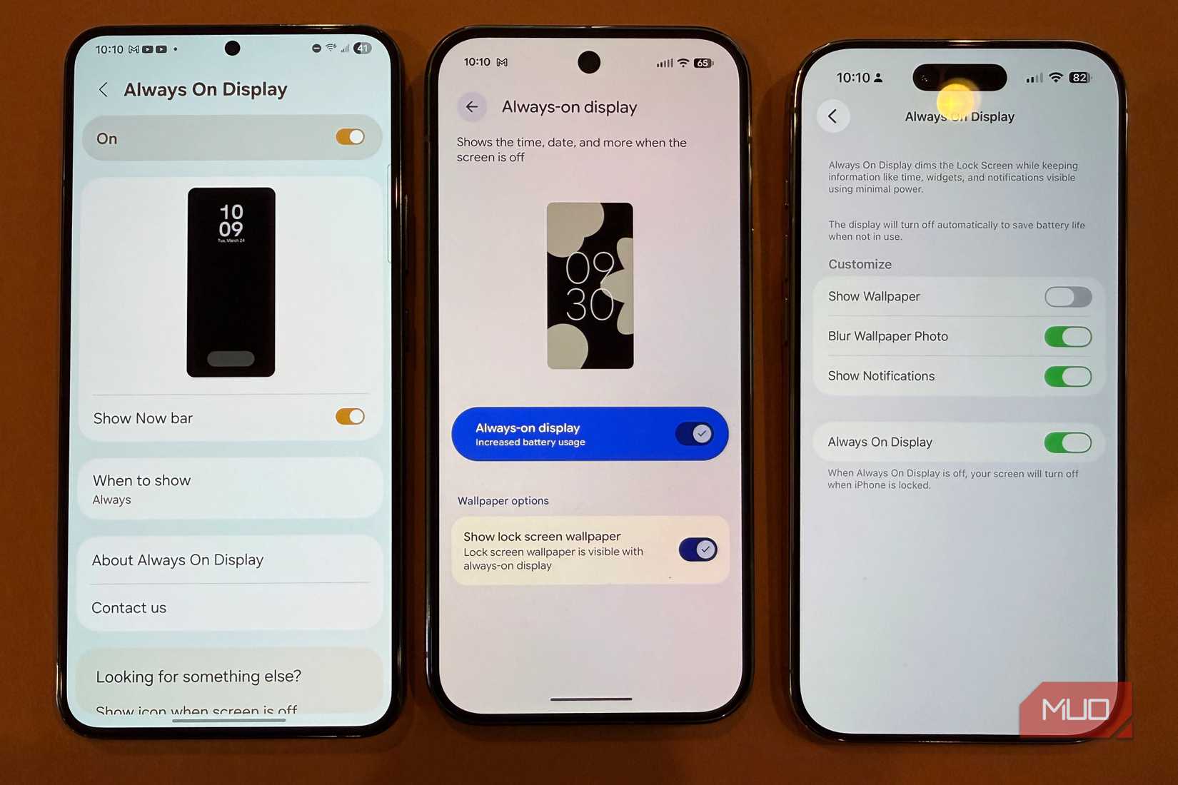 aod settings android and iphone