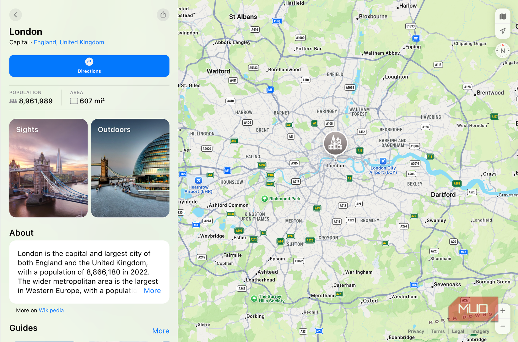 Apple Maps city description