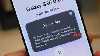 A close-up of confirmation of audio broadcasting with the Samsung Galaxy S26 Ultra.