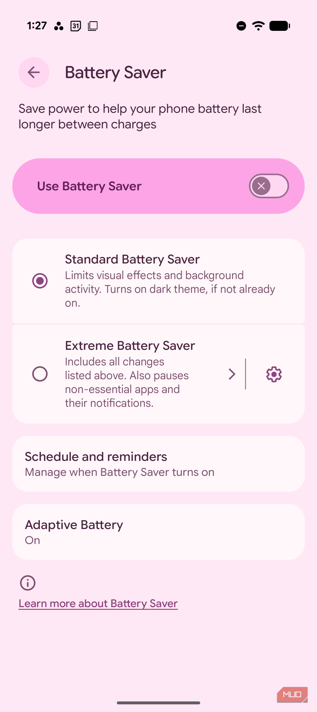 Battery saver screen