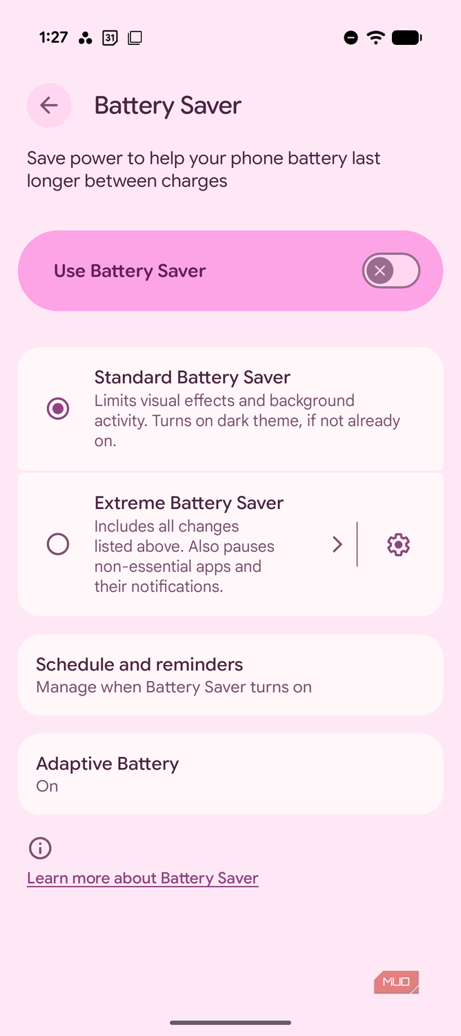 Battery saver screen