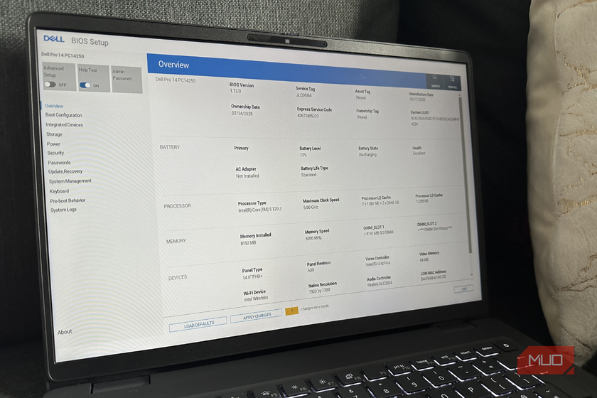 BIOS Setup on a Dell laptop