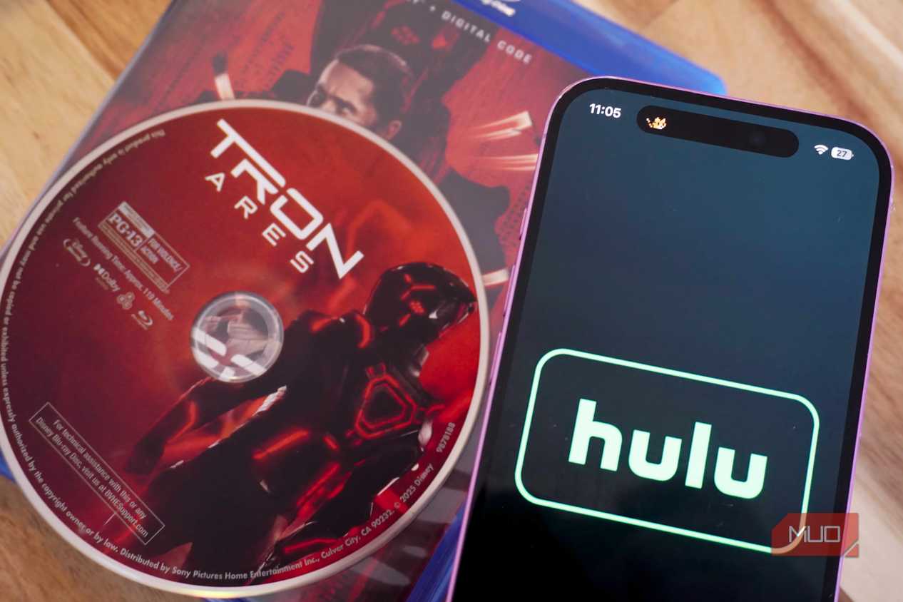 A Blu-ray disc next to the Hulu app.