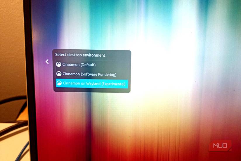 Cinnamon log in with Wayland option.