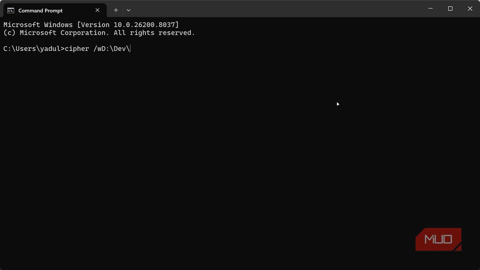 cipher command for overwriting specific folder.