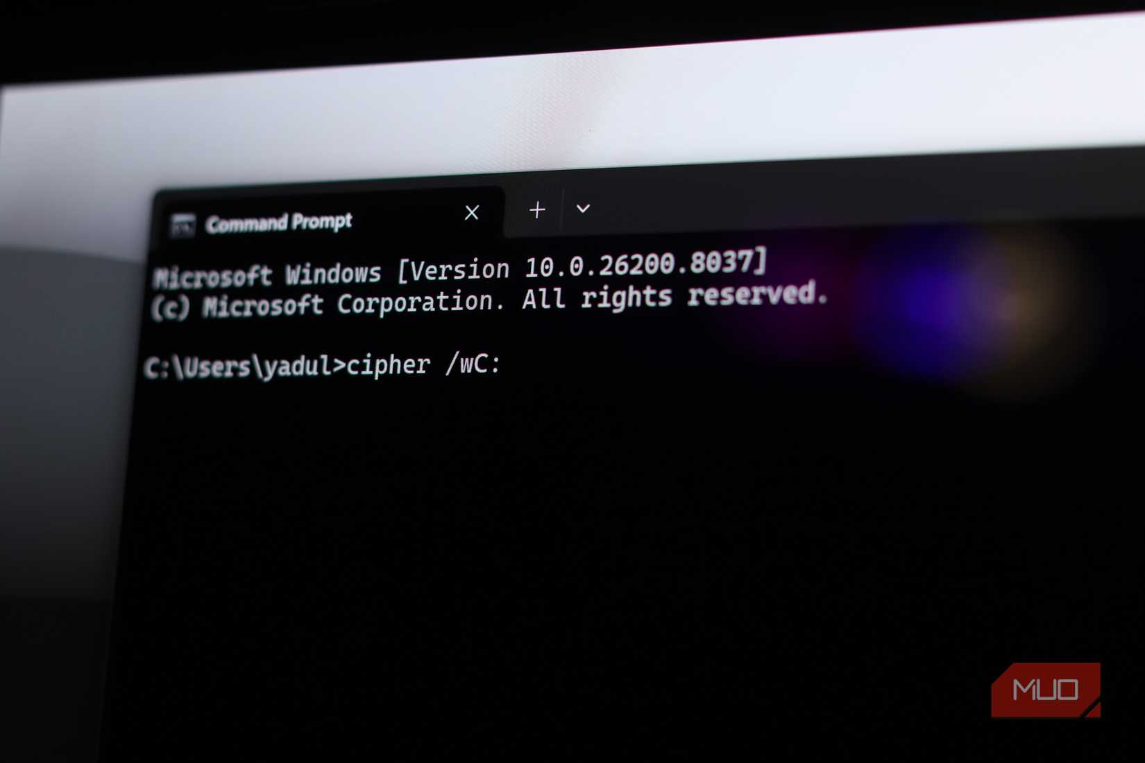 Cipher command typed in Windows Terminal.
