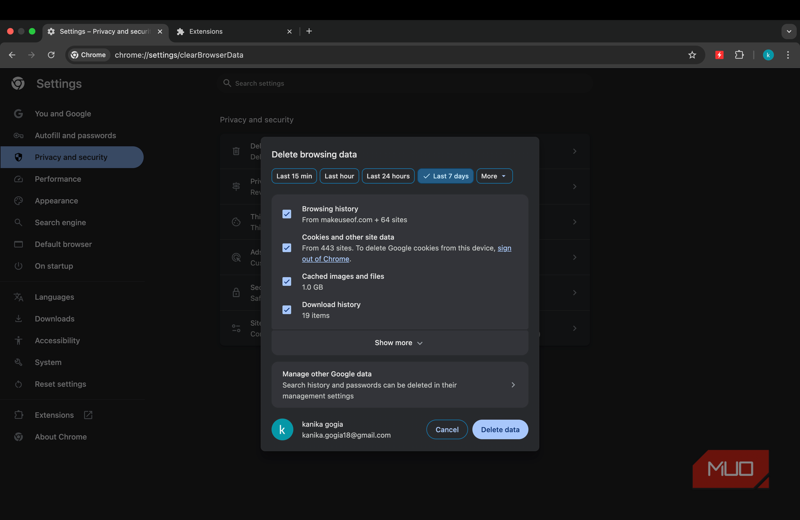 Clear cache in Chrome