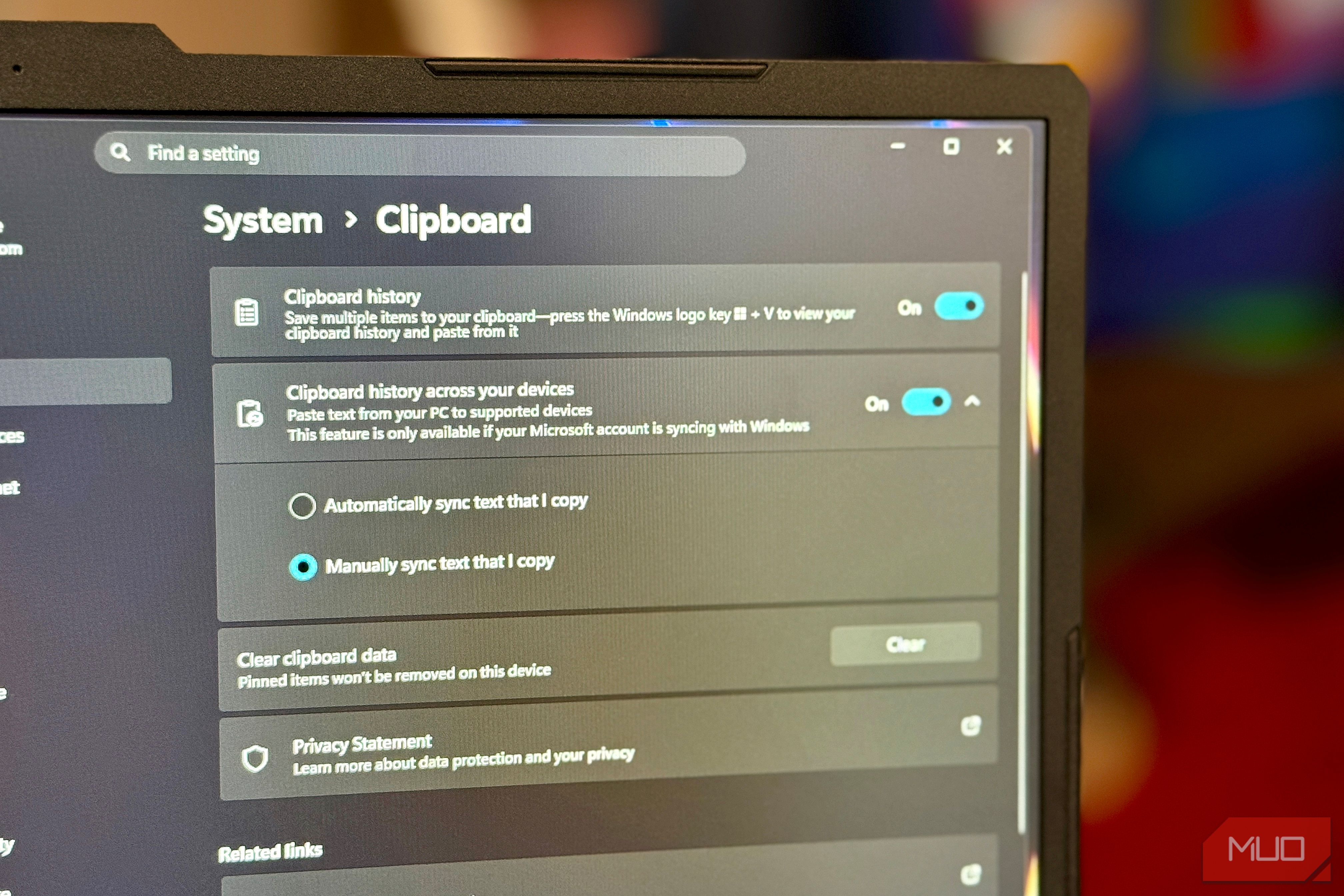 I enabled Windows 11 clipboard history and immediately turned off the cloud sync I didn't know was on