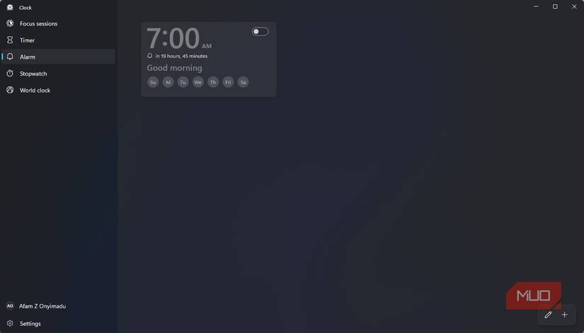 Clock apps alarm feature