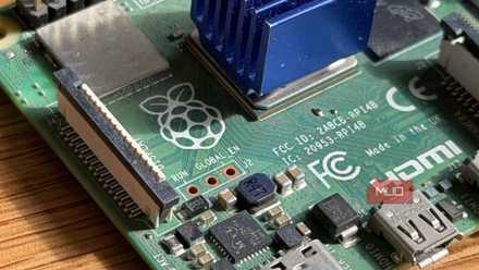 Close up of a Raspbery Pi 4 on a desk