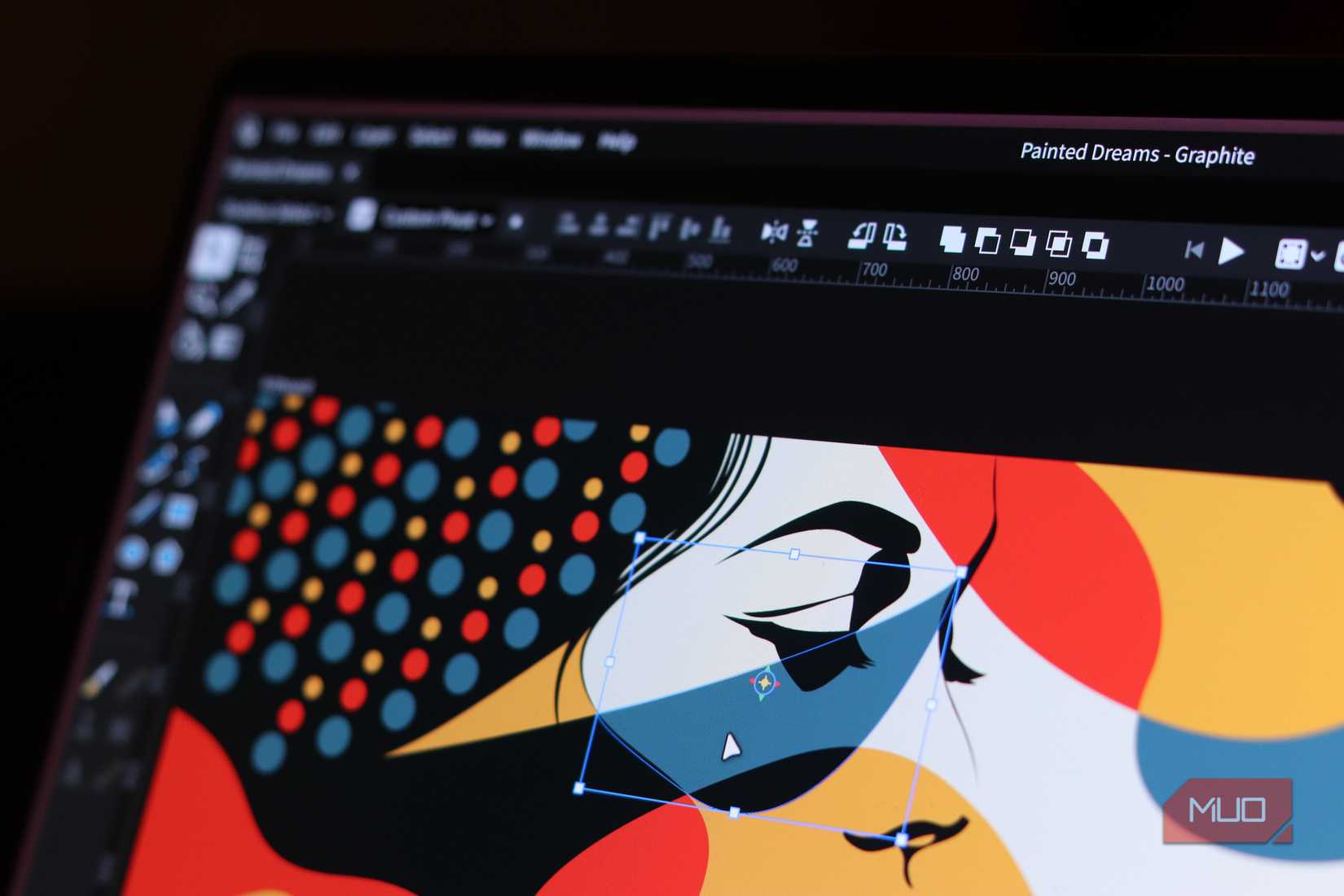 Close up of Graphite artwork.