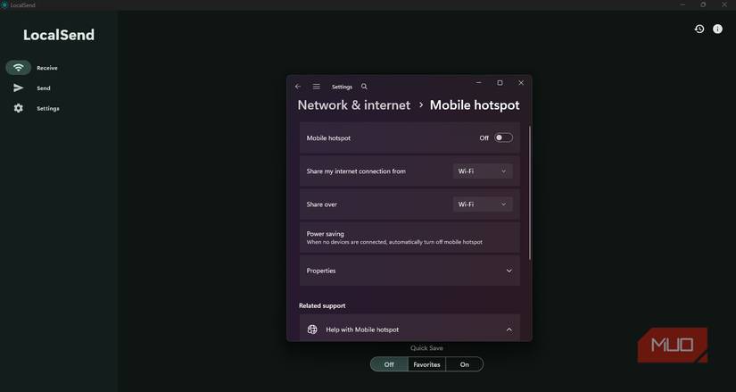 Configuring hotspot to use LocalSend