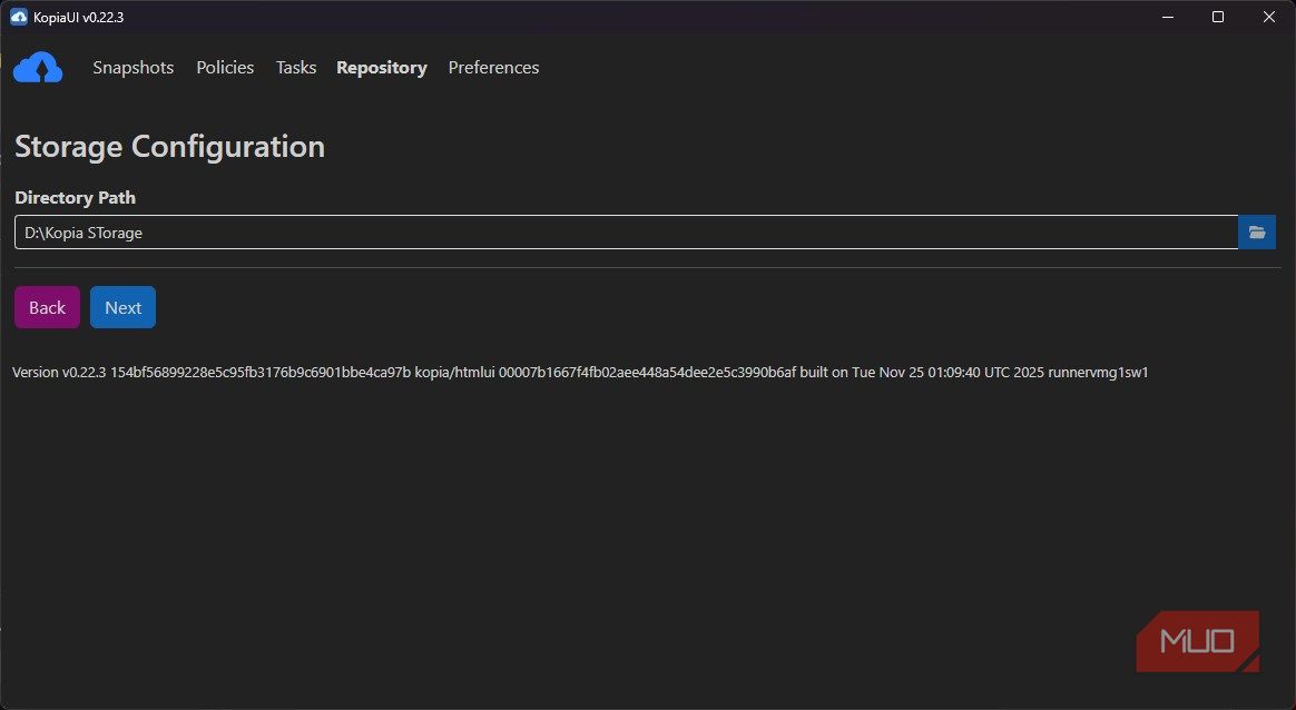 Configuring local storage forKopiaUI