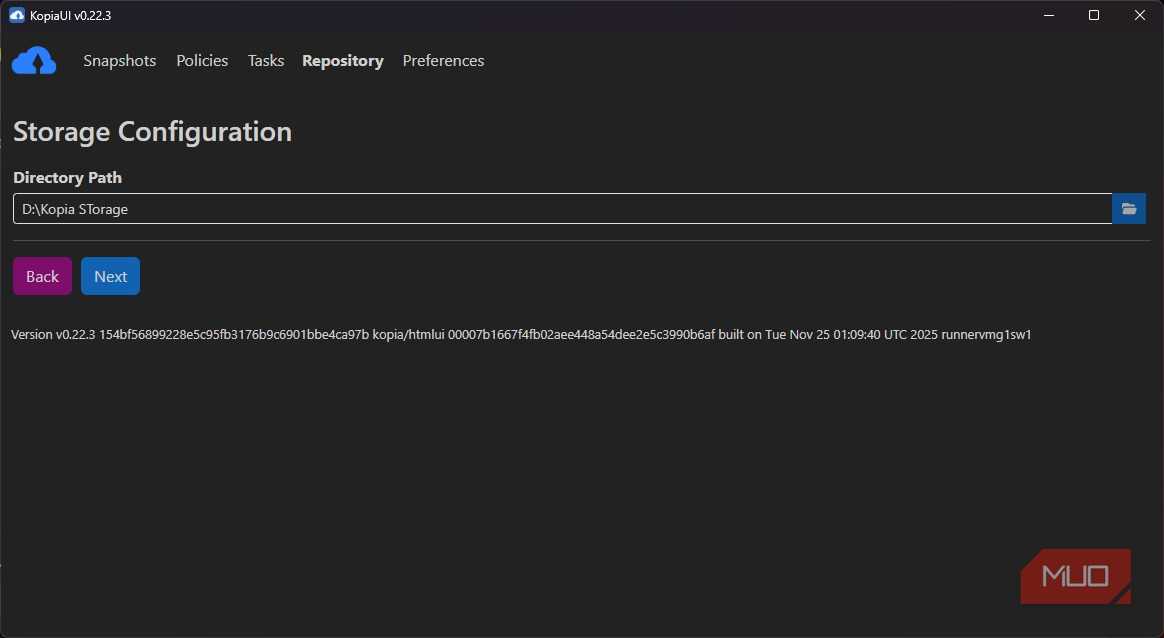 Configuring local storage forKopiaUI