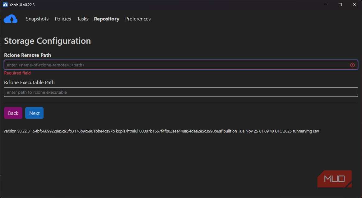 Configuring storage with Rclone on KopiaUI