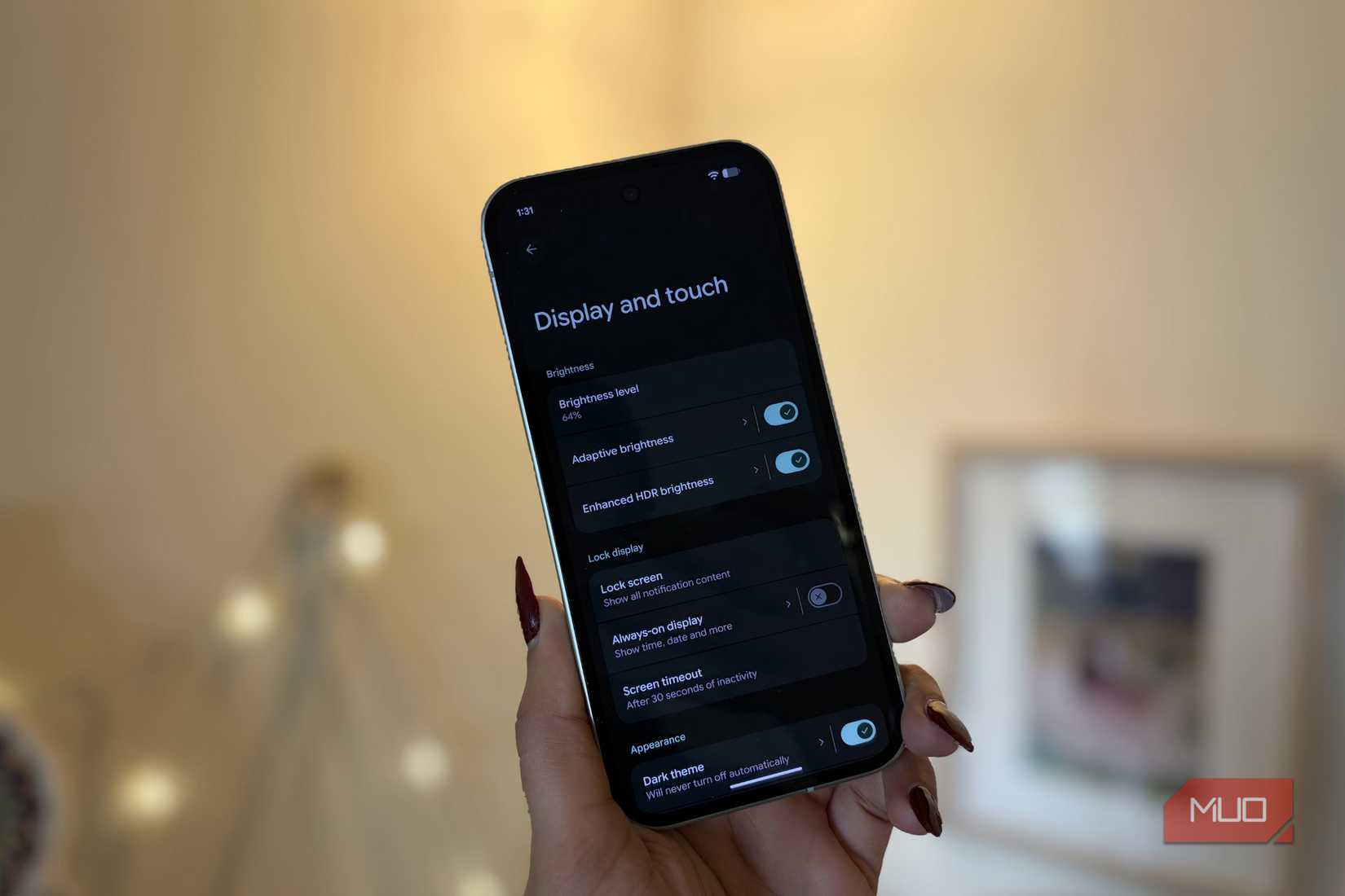 Configuración de pantalla y tacto en Pixel