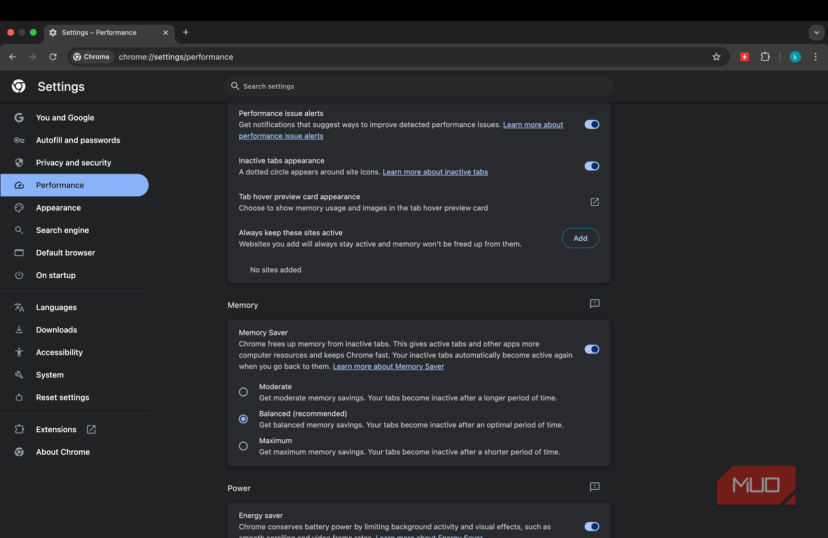 Enable Memory Saver in Chrome
