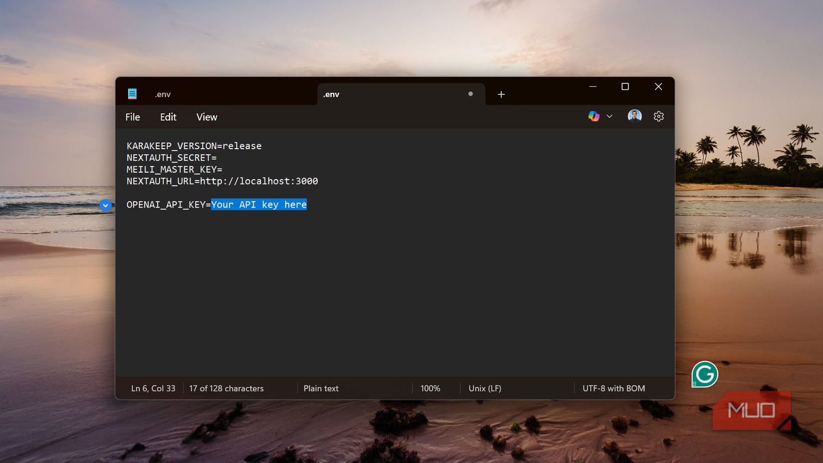 env file in Windows with OpenAI API script.