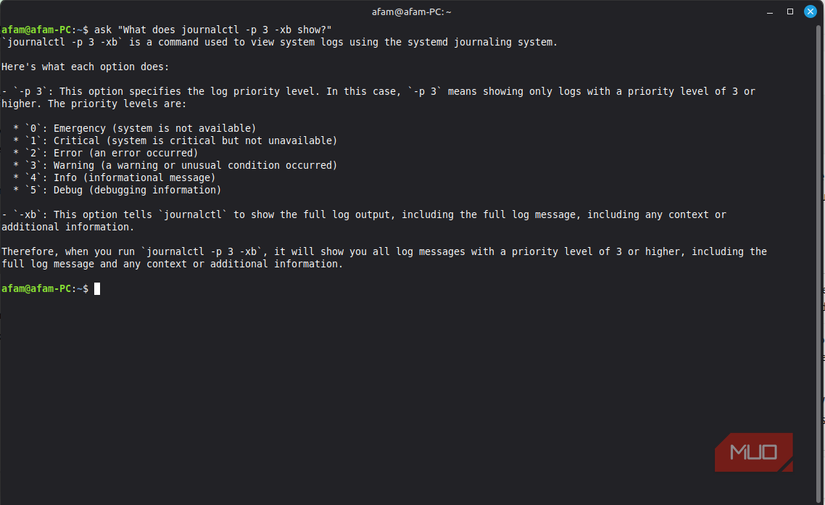 Explaining jornalctl