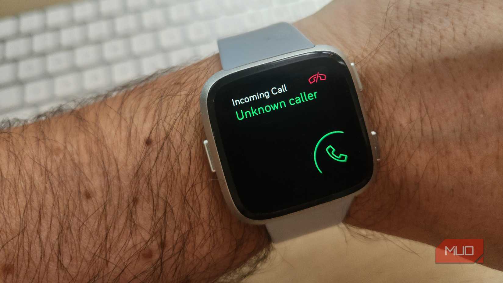 Fitbit incoming call alert.